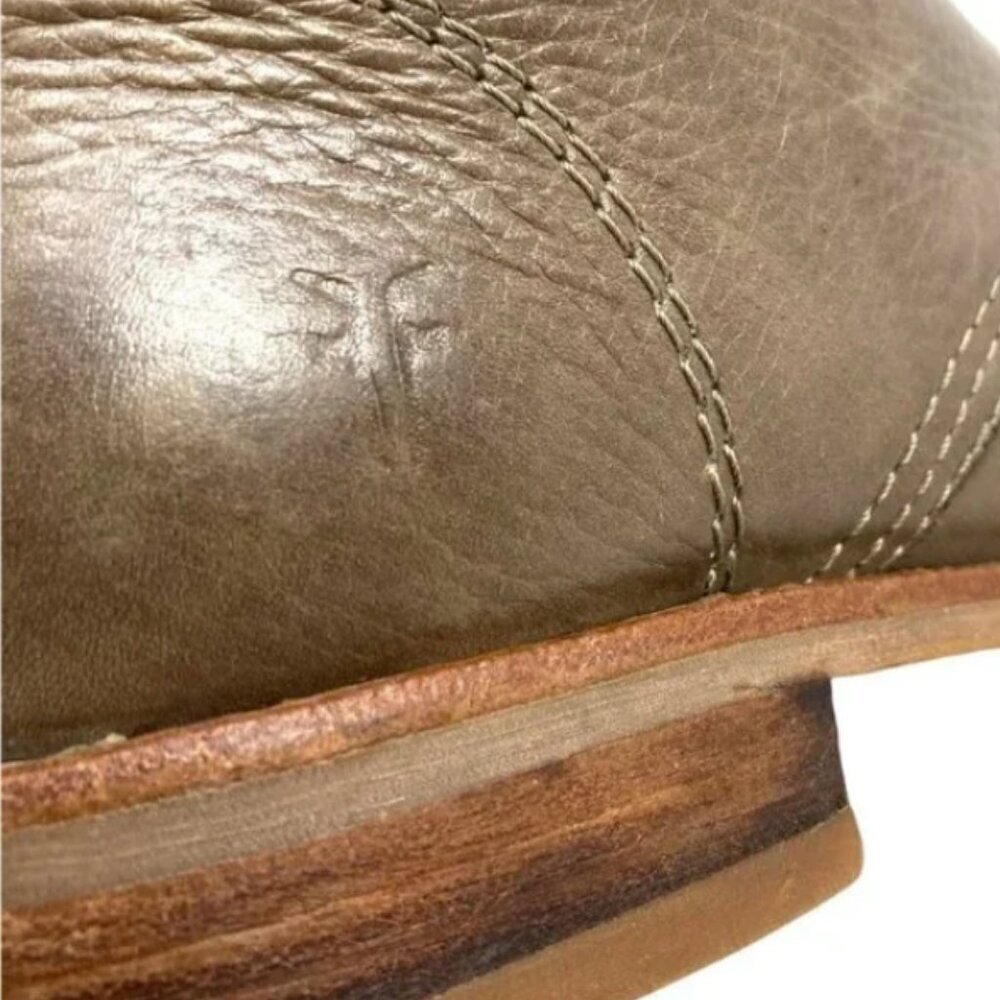 Frye Veronica Taupe Leather Combat Lace Up Ankle Boots - Size 5.5 - Picture 6 of 8